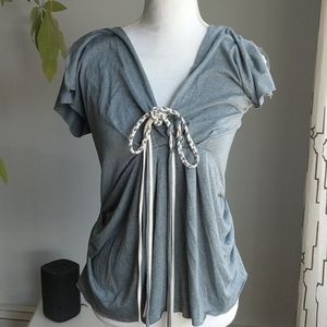 La Rok nautical ruched side V neck tee  Large
